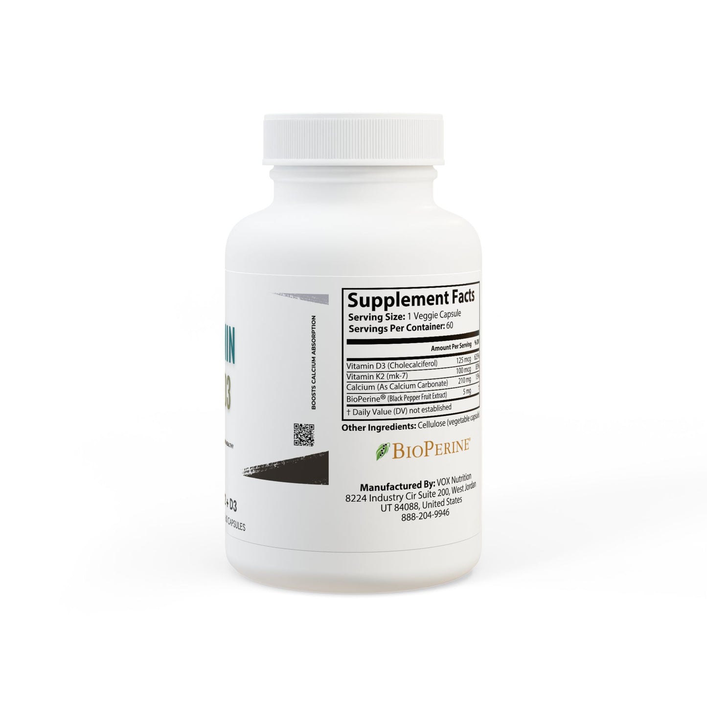 Vitamin K2 + D3 Supplement (60 Capsules)
