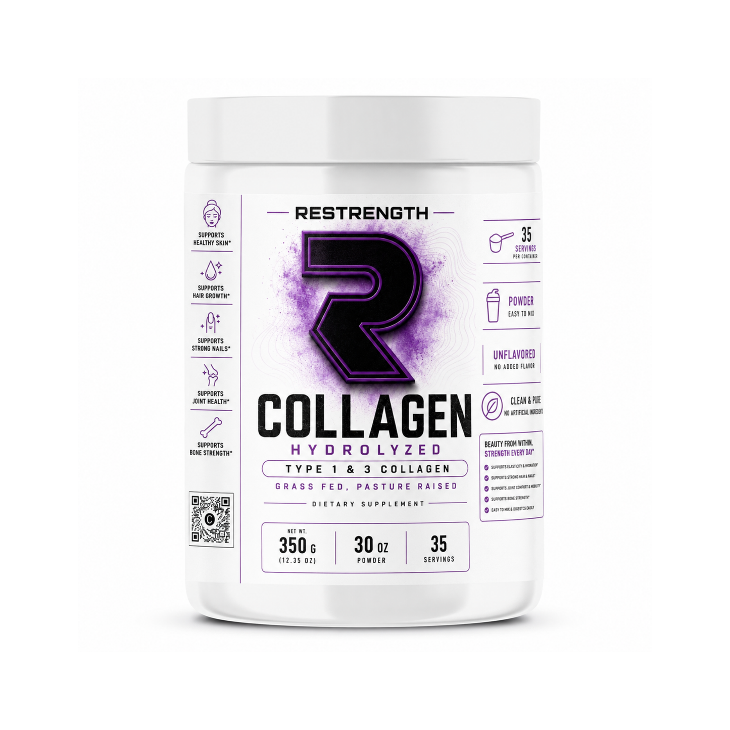 Collagen Type 1 & 3 Grass Fed (350g, 30oz)